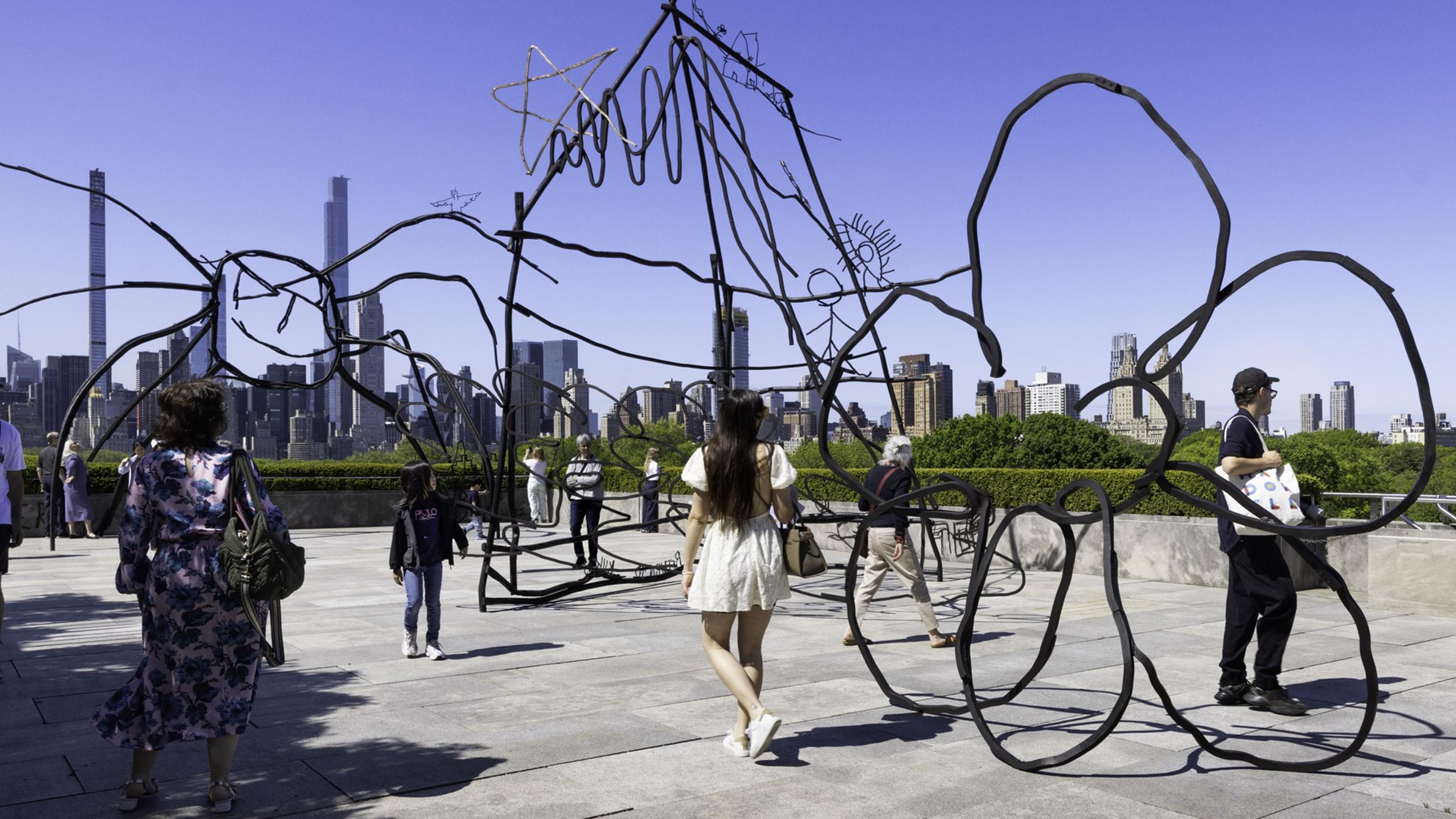 Large sculpture on the roof of The Met. 
